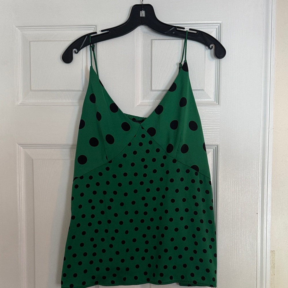 Banana Republic Green Camisole with Black Dots